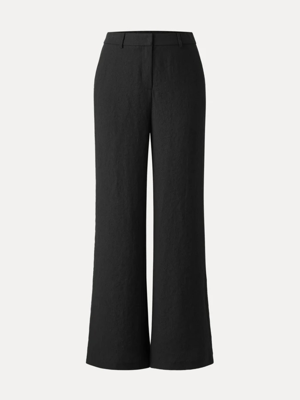 OGL European Viscose-Linen Weave Mid Rise Flared Pant with Pockets Black $79 NEW